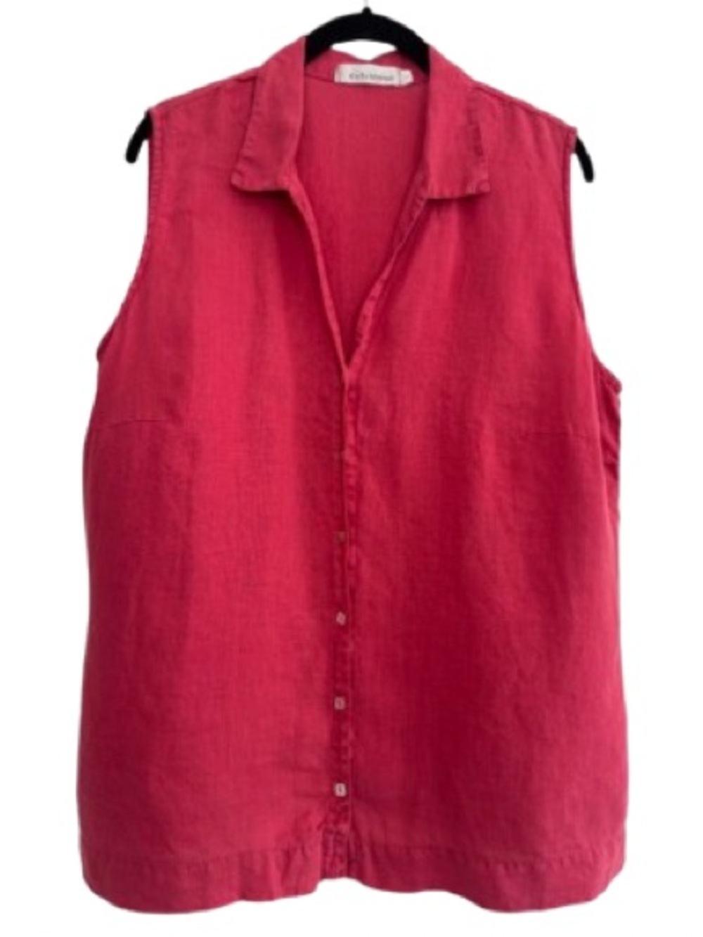 Cut Loose Pink Sleeveless Button Down Shirt Linen V Neck Collared